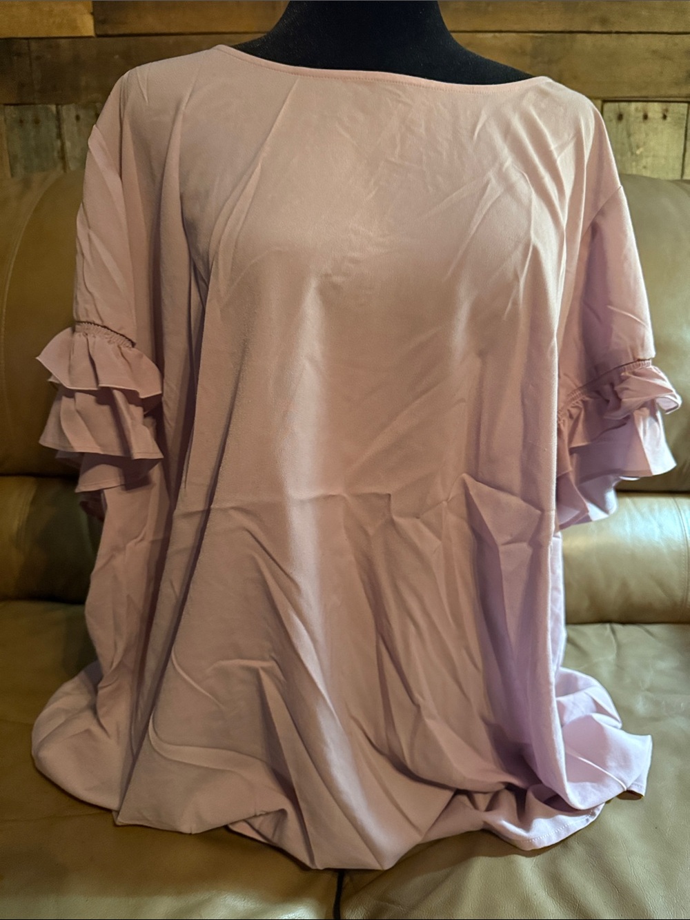 Lane Bryant Mauve Ruffle Sleeve Tunic Top